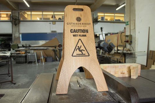 Caution Wet Floor A-Frame Wood Sign - Metallionaire