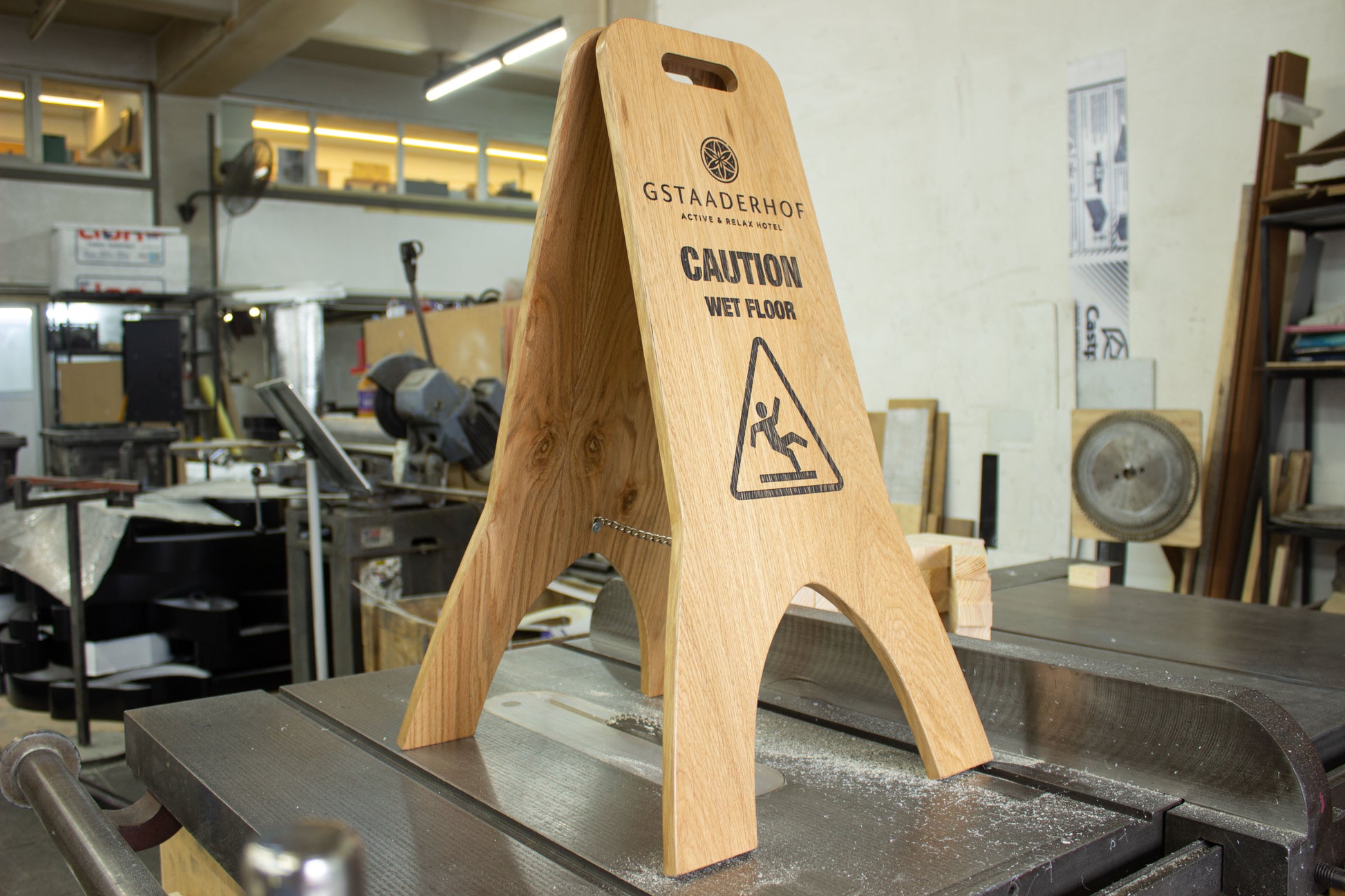 Caution Wet Floor A-Frame Wood Sign - Metallionaire