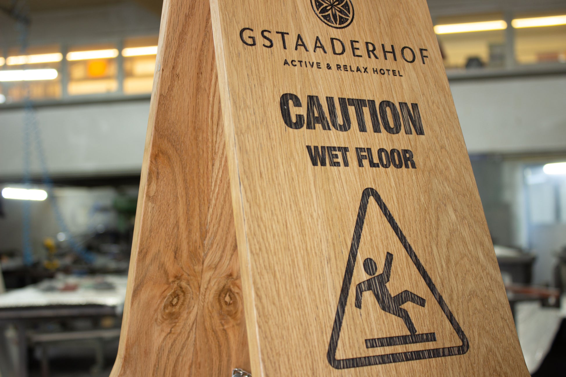 Caution Wet Floor A-Frame Wood Sign - Metallionaire