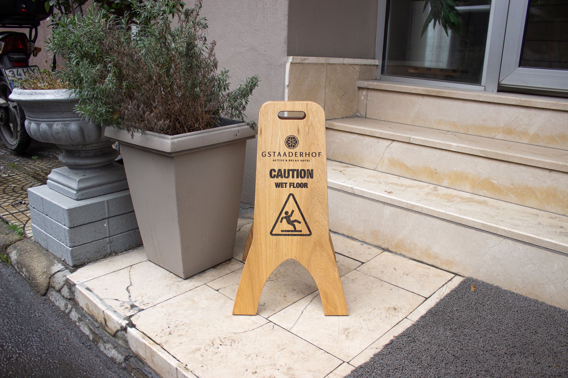 Caution Wet Floor A-Frame Wood Sign - Metallionaire