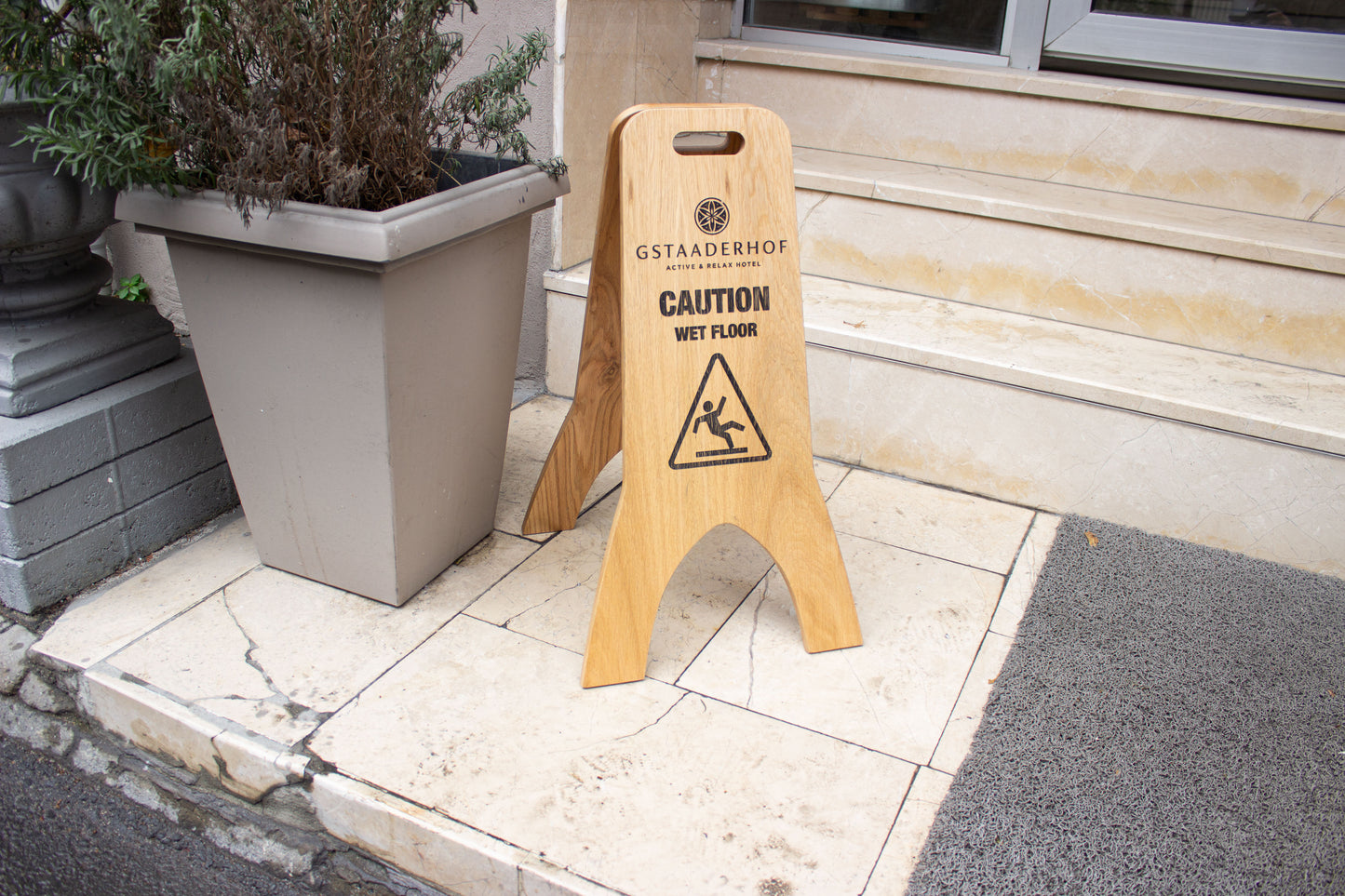 Caution Wet Floor A-Frame Wood Sign - Metallionaire