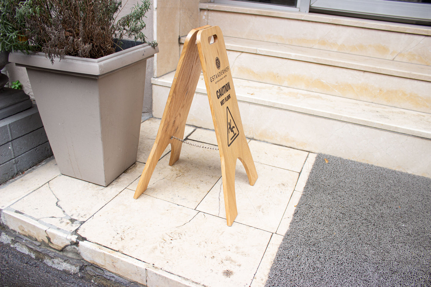 Caution Wet Floor A-Frame Wood Sign - Metallionaire