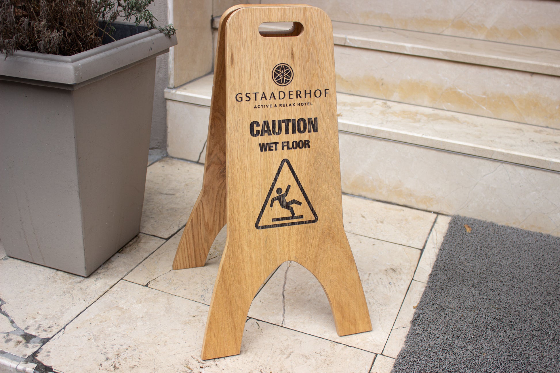 Caution Wet Floor A-Frame Wood Sign - Metallionaire