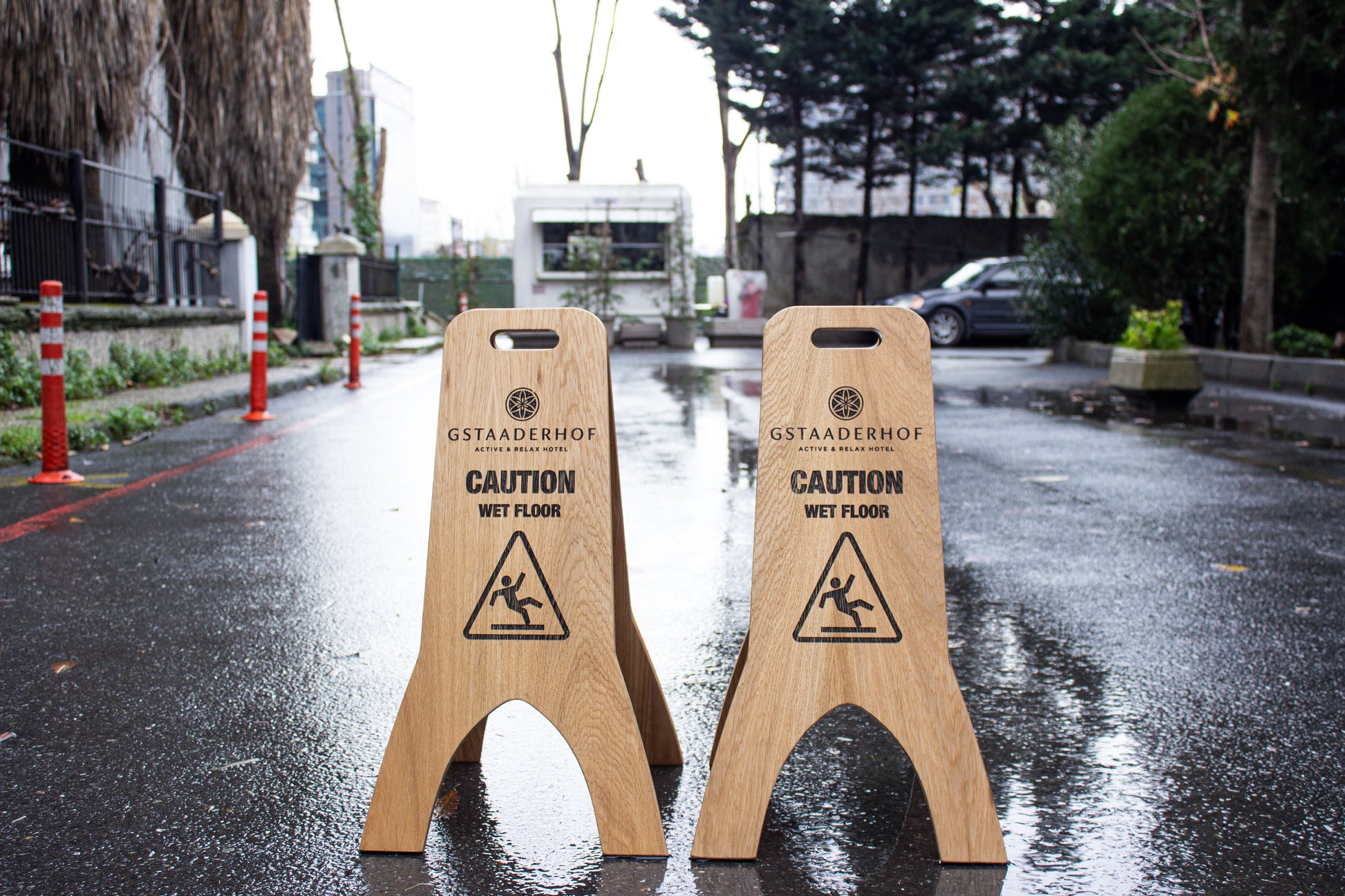 Caution Wet Floor A-Frame Wood Sign - Metallionaire