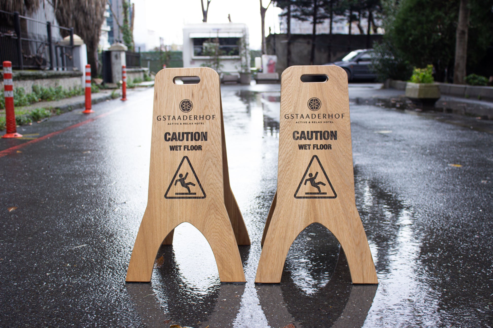 Caution Wet Floor A-Frame Wood Sign - Metallionaire