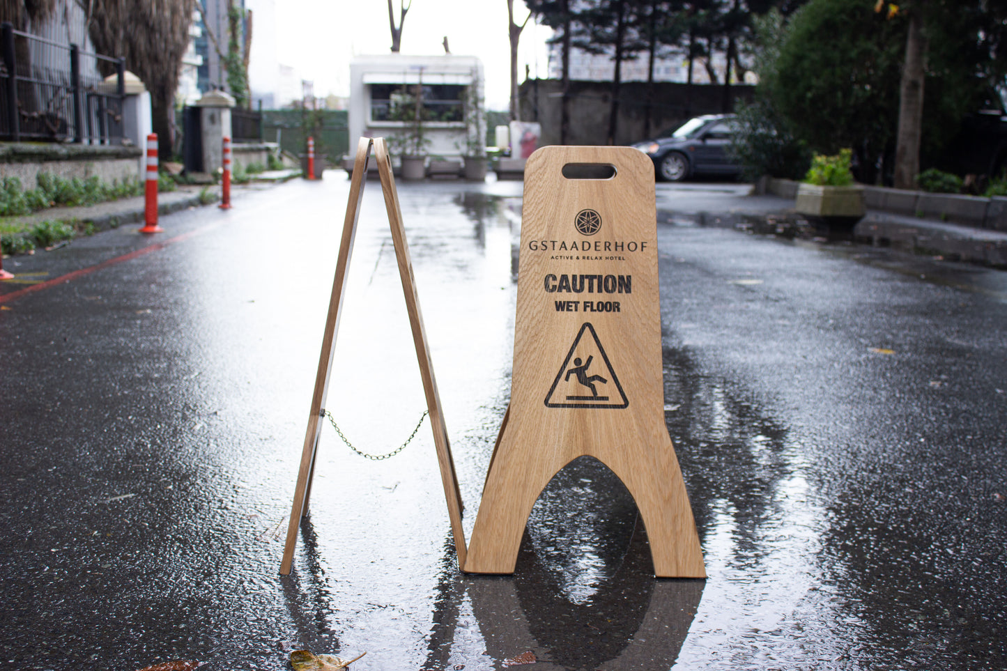 Caution Wet Floor A-Frame Wood Sign - Metallionaire